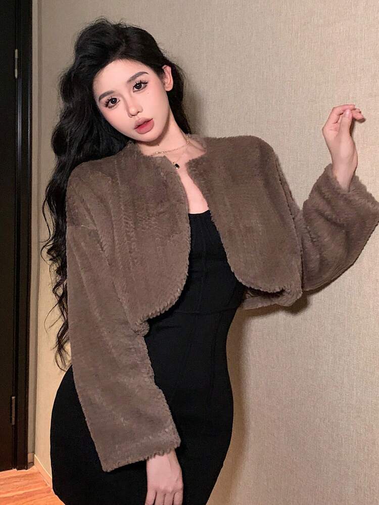 Fluffy Shaggy Party Homecoming Dress Women Jacket Coat