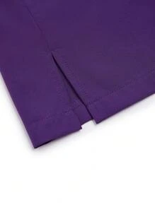 TaskEZ Plus Size Solid Color V-Neck With Pockets Short Sleeve Top And Pants Uniform Scrub Set - Purple - View 8
