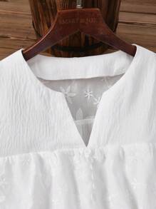SHEIN LUNE Women's Casual Patchwork Embroidered Blouse - White - View 6
