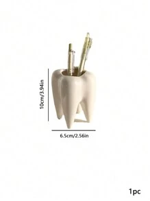 1 قطعة من حامل الأقلام السيراميكي الإبداعي لديكور المنزل والمكتب، سلة بيضاء للتخزين القرطاسية والأشياء الأخرى، منظم مكتبي صغير، زخرفة مكتب جذابة للرجوع إلى المدرسة - أبيض - مشاهدة 4