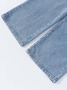 SHEIN Tween Girls Butterfly Print Denim Jeans