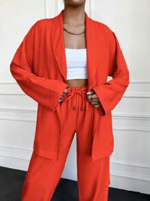 EURMUSE Beige Two Pieces Sets - Burnt Orange - View 3