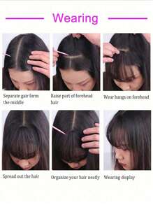 French Bangs Human Hair Air Bangs With Sideburns Brown Color Bangs Clip In Hair Extensions Beginner Friendly - Natural Black - View 7
