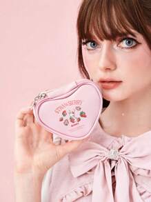 ROMWE Kawaii Monedero rosado con forma de corazón y conejo de dibujos animados, regalo de San Valentín 432419 - Multicolor - Ver 3