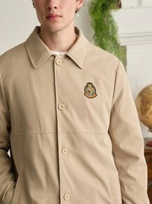 Manfinity VCAY Men's Long Sleeve Woven Long Trench Coat, For Fall Winter - Khaki - View 3