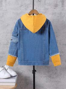 Boys'' Casual Patchwork Denim Jacket - Medium Wash - View 2