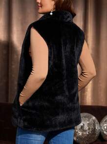 EMERY ROSE 大码女式蓬松无袖背心 - 杏色 - 查看 2