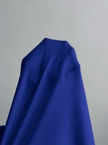 SHEIN Privé 大码女式蓝色 A 字形露背长袖修身连衣裙，褶皱侧开衩连衣裙，秋季/返校季