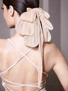 SHEIN MOD 1 Stück Haarklammer für Damen mit Schleife, geeignet für den Urlaub - Beige - Übersicht 2