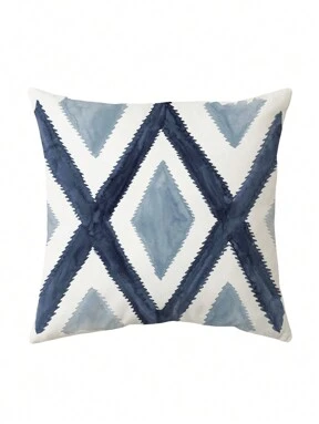 1pc Blue Digital Print Fashionable & Minimalist Decorative Pillow Cover, Square Shape, Perfect For Sofa, Office, Home, Bedding, Automotive Gift Decorations Christmas For Holiday Gift Giving