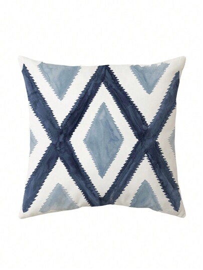 1pc Blue Digital Print Fashionable & Minimalist Decorative Pillow Cover, Square Shape, Perfect For Sofa, Office, Home, Bedding, Automotive Gift Decorations Christmas For Holiday Gift Giving