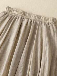 INAWLY 女式纯色简约休闲半身裙 - 駝色 - 查看 7