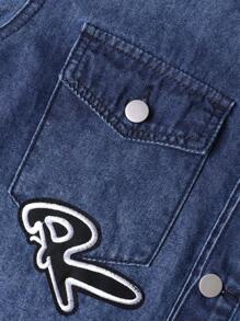 Manfinity Homme Men's Long Sleeve Embroidered Denim Shirt