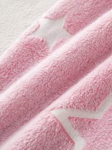Women's Heart & Star Jacquard Fleece Fluffy Sleep Pants, Thick Winter, For Fall Winter, Cozy - Baby Pink - View 6