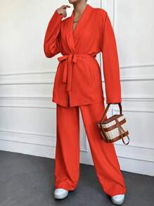 EURMUSE Beige Two Pieces Sets - Burnt Orange - View 4