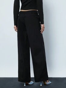 Maija 女士拉链口袋都市时尚休闲连体裤 - 黑色 - 查看 3