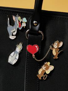 TOM & JERRY X SHEIN 4pcs/Set Cute Cartoon Pattern Brooch Pins - Multicolor - View 2