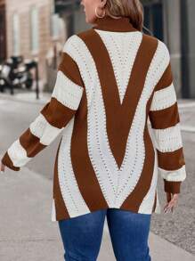 SHEIN LUNE Plus Size V-Neck Pullover Sweater