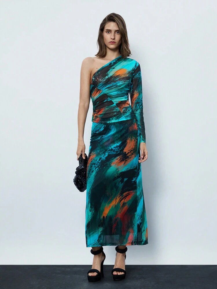 SHEIN Maija Tissu en maille teint à la cire avec un étirement confortable, décoration urbaine moderne et avec teinture nouée