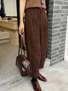 DAZY Casual Versatile Thick Pants For Commuting, Autumn/Winter - Coffee Brown - View 2
