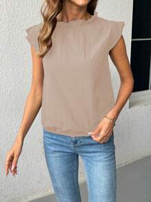 SHEIN LUNE Women Elegant Ruffle Collar Sleeveless Blouse