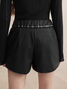 BizChic Quần short da dành cho nữ mặc đi làm và đi nghỉ - màu đen - Xem 3