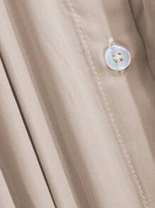 DAZY Women's Solid Color Regular Turn-Down Collar Oversized Shirt,Fall Clothes Long Sleeve Top - Apricot - View 8