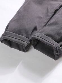 SHEIN Explorewe Tween Boys Versatile Cool Campus Style Pockets Denim Jeans - Dark Grey - View 4