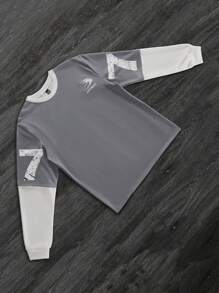 Manfinity Sporsity Felpa con stampa di lettere digitali alla moda per uomo