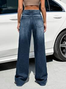 SHEIN Tall DARK VINTAGE WASH LOW RISE STRAIGHT JEAN, Tall Women - Dark Wash - View 7