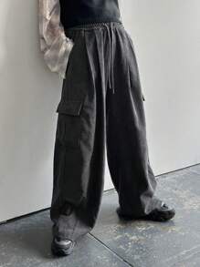 FRIFUL Women's Loose Fit Cargo Pants With Thermal Lined And Large Pockets Fall,Winter