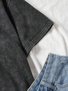 Flirla Tricou casual cu mânecă scurtă, cu gât rotund, cu imprimeu cu litere de vară și cu grafică auto pentru femei - Negru - Vizualizare 4