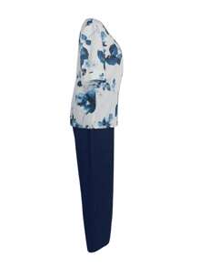 EMERY ROSE 2pcs Women's Summer Floral Print Casual Round Neck Short Sleeve Top And Pants Set