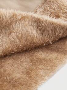 SHEIN MOD 卡其色蓬松卷边直筒裤，冬季女款 - 卡其色 - 查看 4