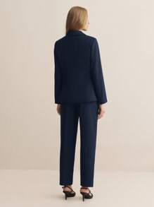 BizChic Navy Blue Suit Work Wear Set Office Attire Work Clothes Professional Fall Women Outfits - Navy Blue - View 6