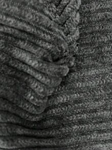 SHEIN CURVE+ Quần dài thường ngày màu đen vải nhung kẻ có họa tiết co giãn cạp chun cỡ lớn mùa thu - màu đen - Xem 8