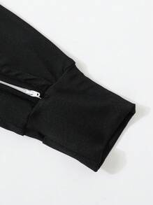 Baby Boy Solid Black Full Zip Long Sleeve & Leg Jumpsuit - Black - View 7