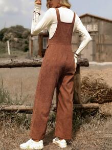 SHEIN LUNE Solid Color Casual Suspender Jumpsuit