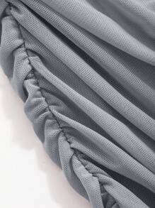 DAZY Đầm ngắn tay cổ lệch màu trơn cho nữ, thích hợp dự tiệc sinh nhật, dạ hội, tiệc năm mới, đầm maxi thanh lịch, đầm cưới. - Màu xanh nhạt - Xem 6