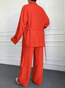 EURMUSE Beige Two Pieces Sets - Burnt Orange - View 2