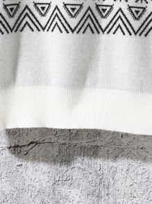 Jersey de punto casual con patrón de letras para niños, jersey de cuello redondo de manga larga, de moda para el otoño - Blanco - Ver 8