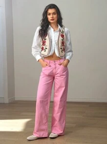 Forever 21 Women's Floral Print Open Front Sleeveless Top - Apricot - View 12