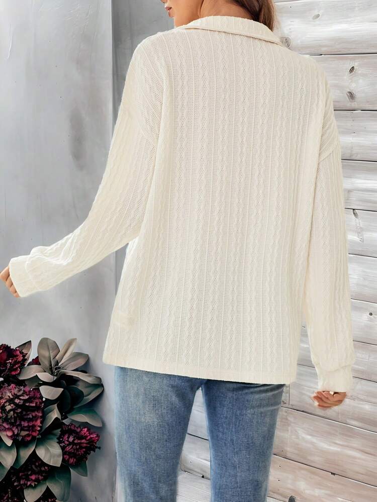 Women's Casual Solid Color Drop Shoulder Sweatshirt, Spring Autumn