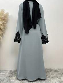 Women's Turkish & Arabian Traditional Long Modest Long Sleeve Abaya, Robe - Grey - View 2