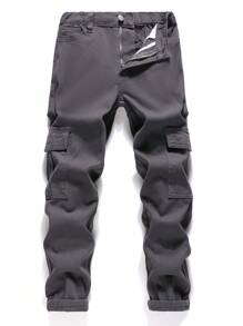 SHEIN Explorewe Tween Boys Versatile Cool Campus Style Pockets Denim Jeans - Dark Grey - View 1