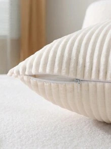 1pc Solid Cushion Cover, Simple Throw Pillowcase For Home Decor, No Pillow Core Christmas For Holiday Gift Giving - White - View 3