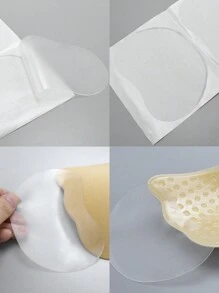 1 cặp cốc áo ngực dính da bằng silicon màu vô hình - Màu be - Xem 5