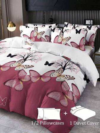 2/3pcs Bedding Set (1 Duvet Cover + 1/2 Pillow Case) AB-Version Design, Printed Duvet Cover Set, Suitable For Home, Bedroom, Dorm, Skin-Friendly & Soft, Breathable & Comfortable, Suitable For All Seasons, Unisex, Decorative Home, Hotel, Bedroom, Garden, Floral,Fall Decor,Autumn Decor,Room Decor