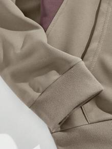 Manfinity Homme Sudadera con capucha de color contrastante para hombre - Gris - Ver 3