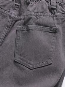 SHEIN Explorewe Tween Boys Versatile Cool Campus Style Pockets Denim Jeans - Dark Grey - View 7